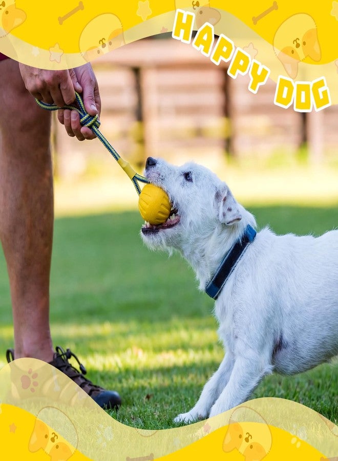 Hsei 2 Pcs Medium Dog Rope Ball EVA Rubber Ball Yellow Dog Toy Floats in Water for Interactive Pet Fetch Catch Throw Training Chewing Working Tugging - Image 5
